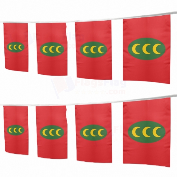 Ottoman Empire Horizontal 3 Crescent Version Square String Flags
