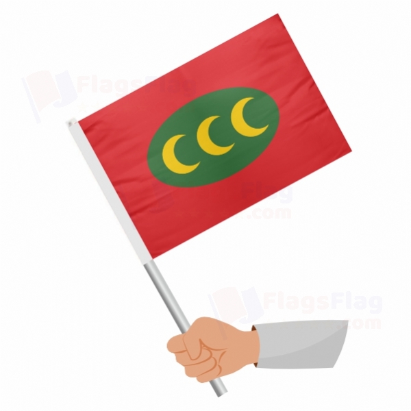 Ottoman Empire Horizontal 3 Crescent Version Stick Flag