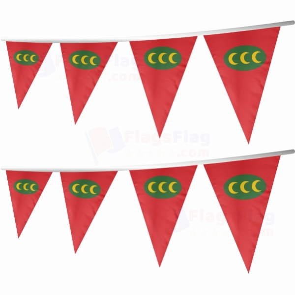Ottoman Empire Horizontal 3 Crescent Version Stringed Triangle Flag