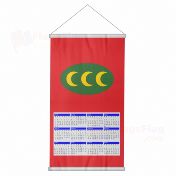 Ottoman Empire Horizontal 3 Crescent Version Woven Fabric Digital Printing Calendar