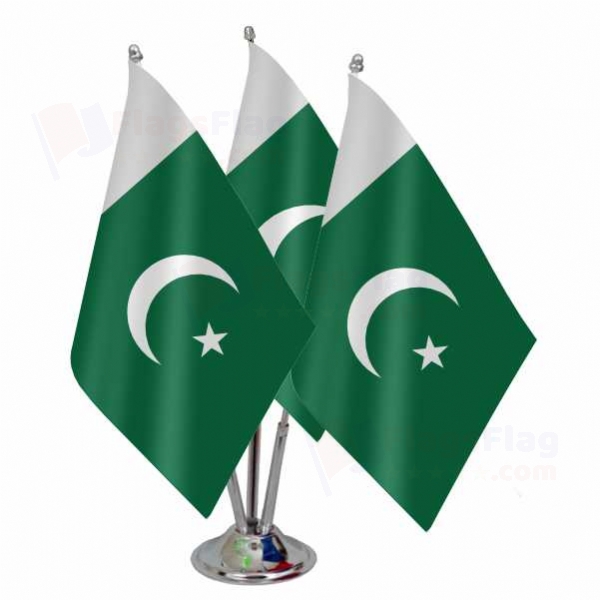 Pakistan Triple Table Flag