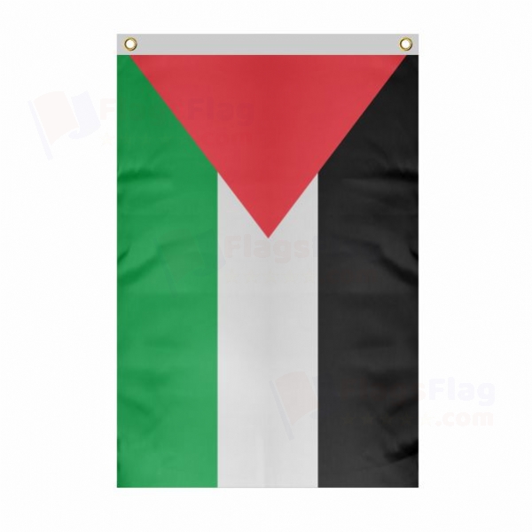Palestine Large Size Flag Hanging on Building