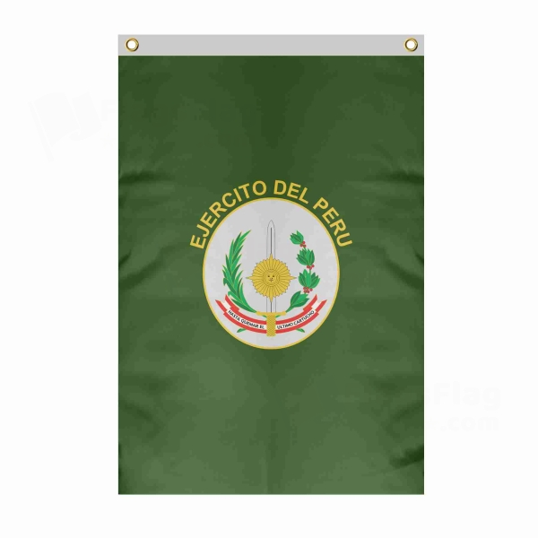 Peruvian Army Large Size Flag Hanging on Building