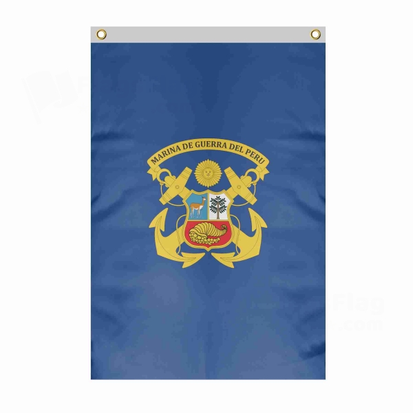 Peruvian Navy Large Size Flag Hanging on Building