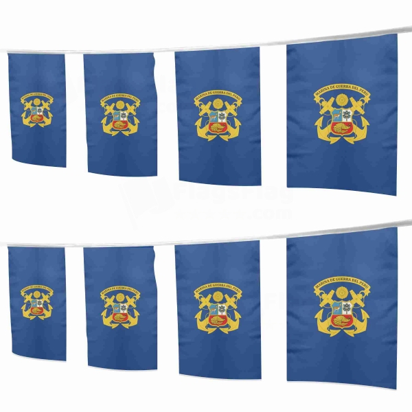 Peruvian Navy Square String Flags