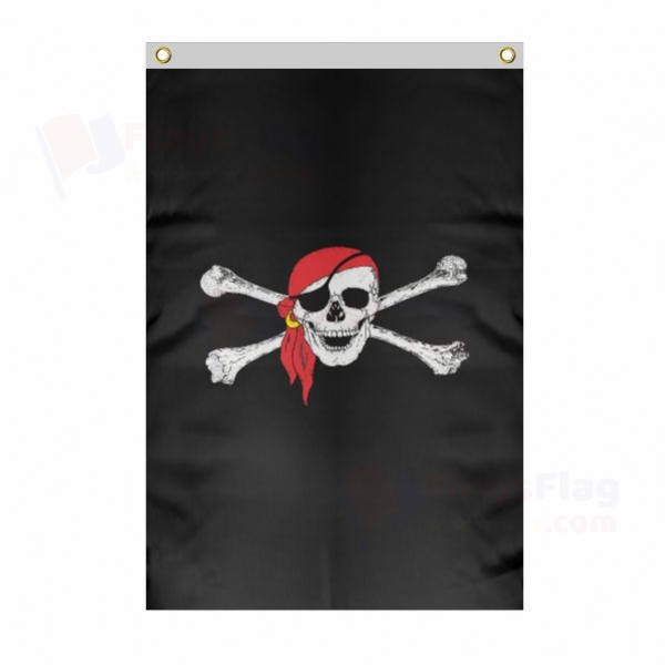 Pirate Bandana Large Size Flag Hanging on Building