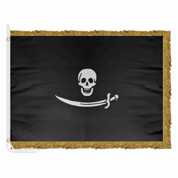 Pirate Bartholomew Roberts Satin Office Flag