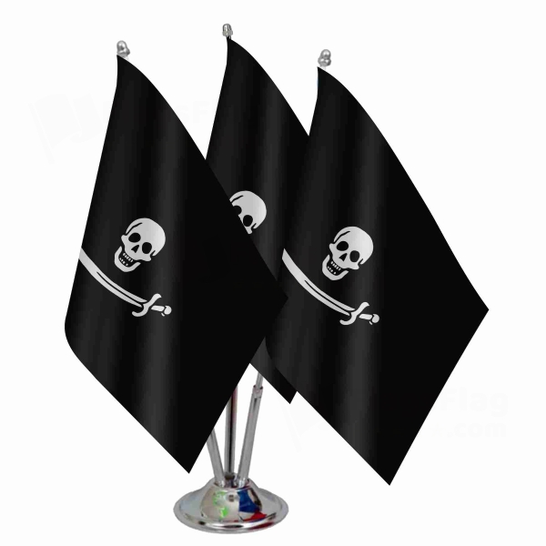 Pirate Bartholomew Roberts Triple Table Flag