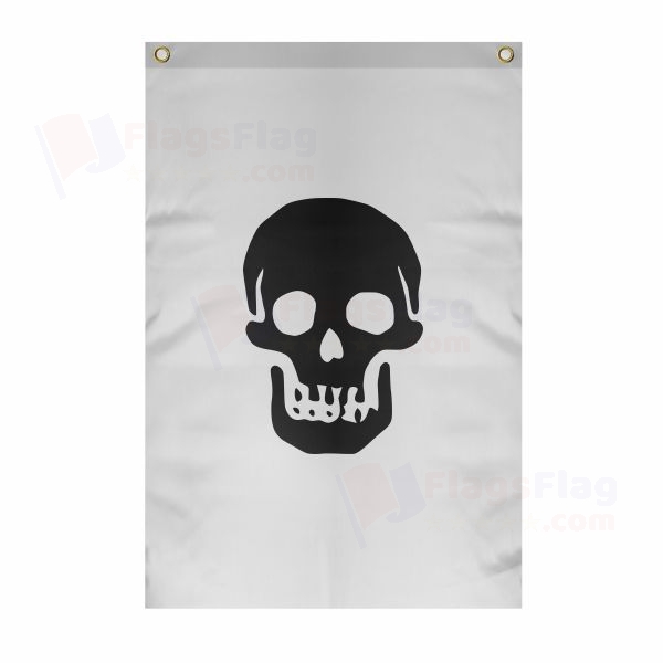 Pirate Death Head Levasseur Reversed Large Size Flag Hanging on Building