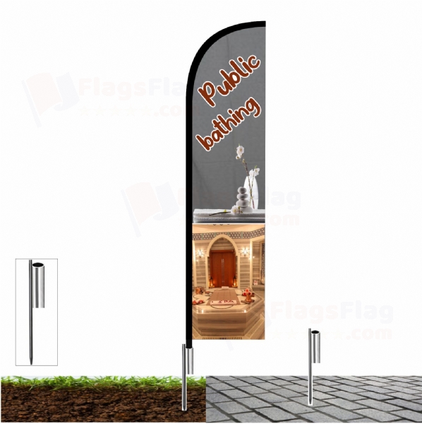 Public Bathing Fishing Rod Flag