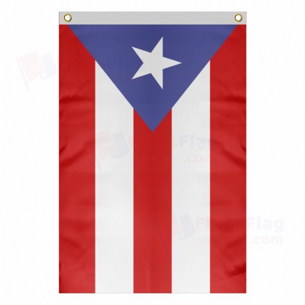 Puerto Rico Large Size Flag Hanging on Building