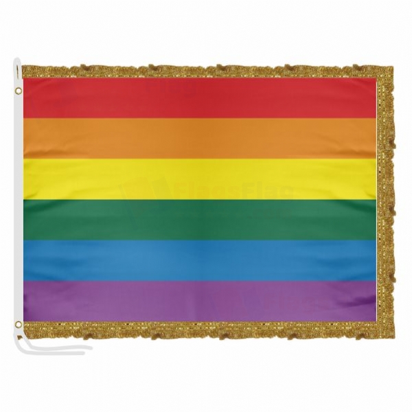 Rainbow Gay Pride Satin Office Flag