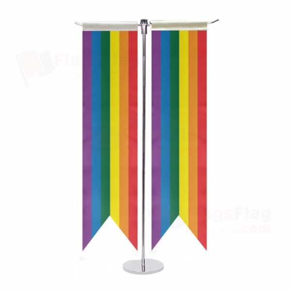 Rainbow T Table Flag
