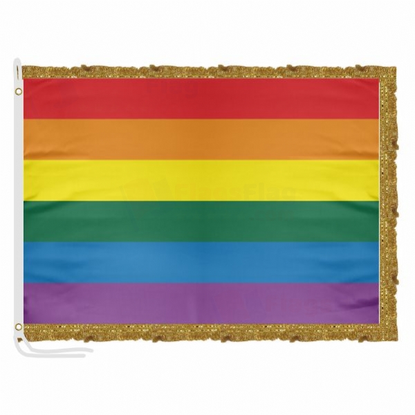 Rainbows Satin Office Flag
