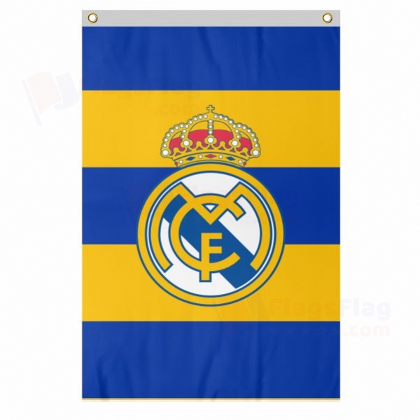 Real Madrid CF Large Size Flag Hanging on Building