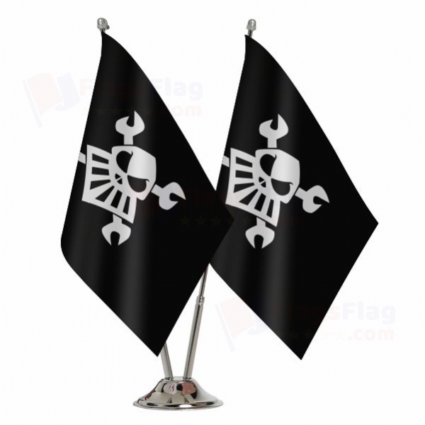 Robot Pirate Binary Table Flag