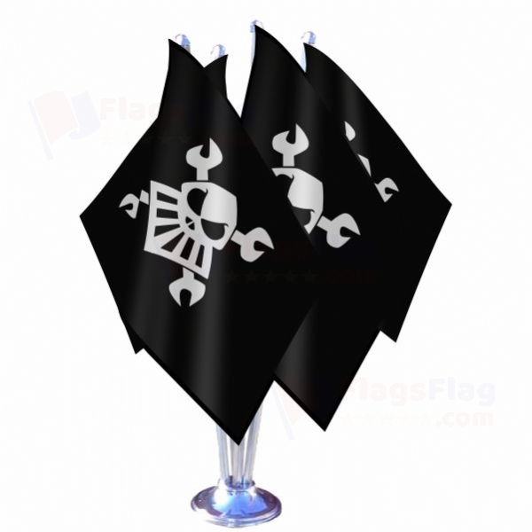 Robot Pirate Quadruple Table Flag