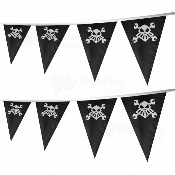 Robot Pirate Stringed Triangle Flag