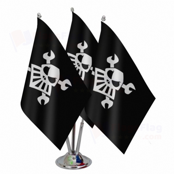 Robot Pirate Triple Table Flag