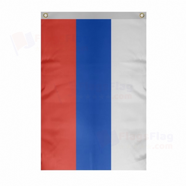 Russia Large Size Flag Hanging on Building