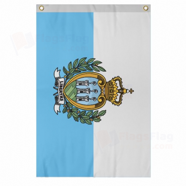 San Marino Large Size Flag Hanging on Building