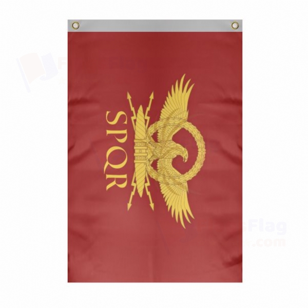 Senate Of The Roman Empire Large Size Flag Hanging on Building