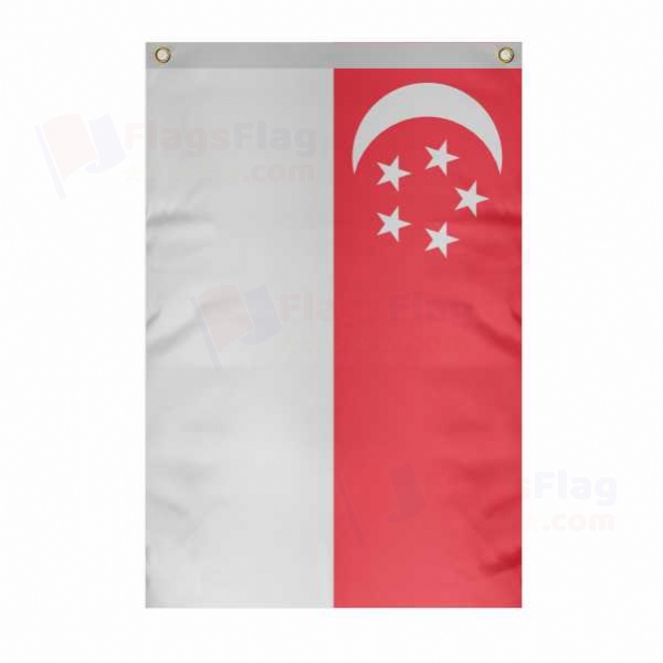 Singapore Large Size Flag Hanging on Building