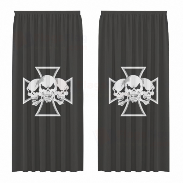 Skull �ron Cross Digital Printed Curtains