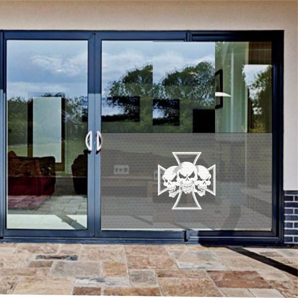 Skull �ron Cross Glass Film Skull �ron Cross One Way Vision Printing