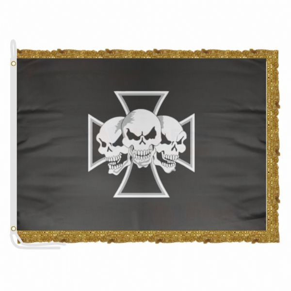 Skull �ron Cross Satin Office Flag