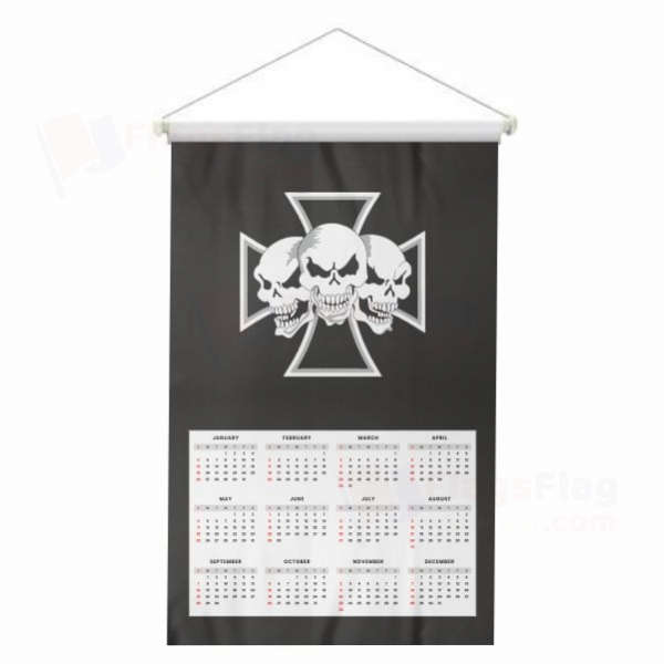 Skull �ron Cross Woven Fabric Digital Printing Calendar