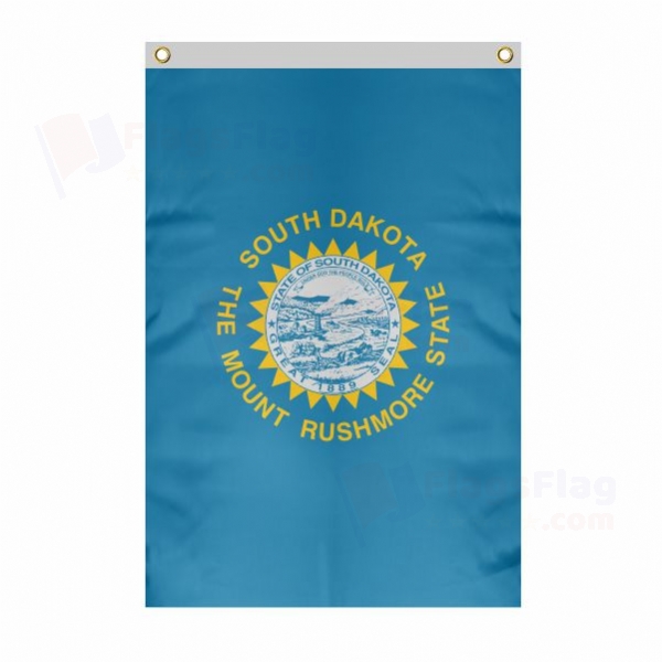 South Dakota Large Size Flag Hanging on Building