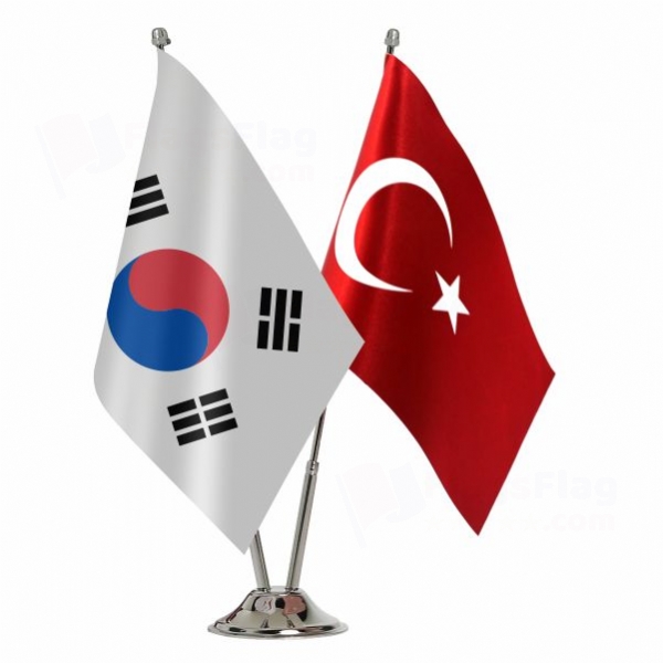 South Korea 2 Table Flags