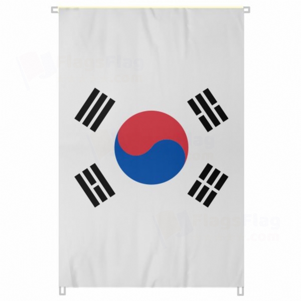 South Korea Large Size Flag Hanging on Building