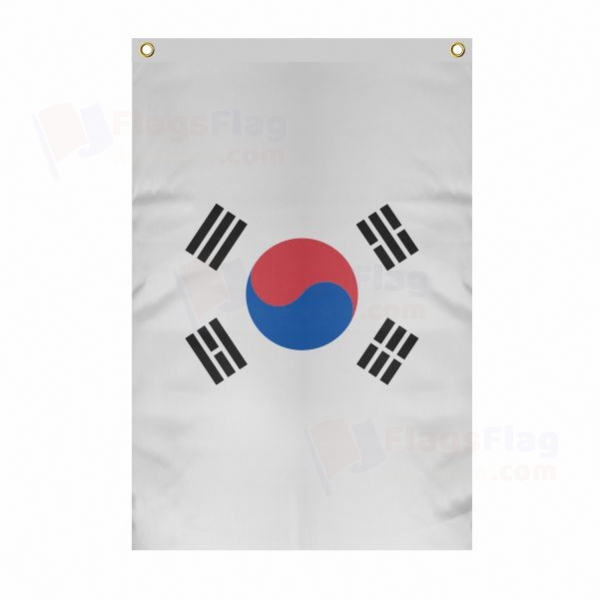 South Korea Large Size Flag Hanging on Building