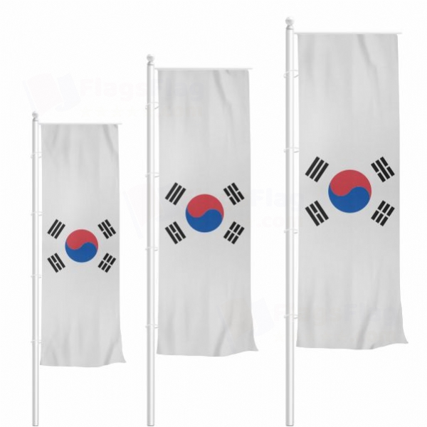 South Korea Vertically Raised Flags