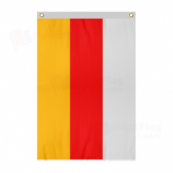 South Ossetia Large Size Flag Hanging on Building