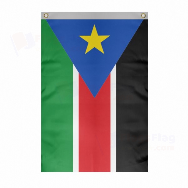 South Sudan Large Size Flag Hanging on Building