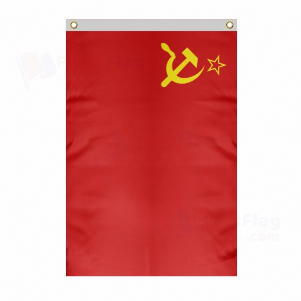 Soviet Union Large Size Flag Hanging on Building