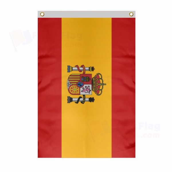 Spain Large Size Flag Hanging on Building