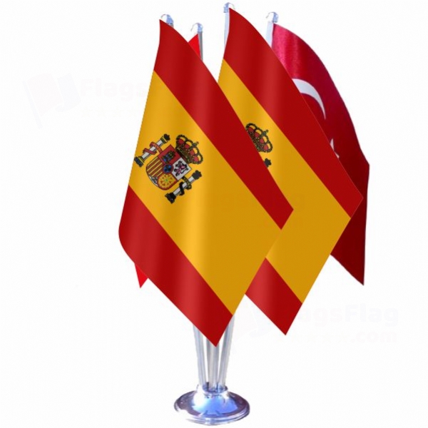 Spain Quadruple Table Flag