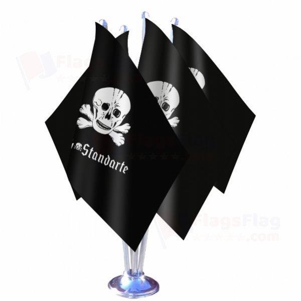SS Death s Head Units Totenkopf Fanfarentuch Quadruple Table Flag