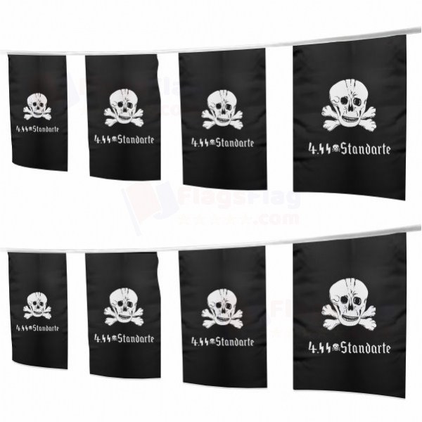 SS Death s Head Units Totenkopf Fanfarentuch Square String Flags