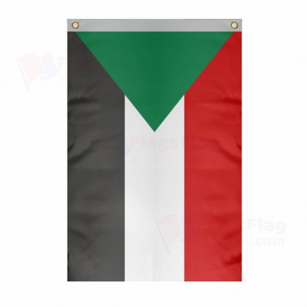 Sudan Large Size Flag Hanging on Building