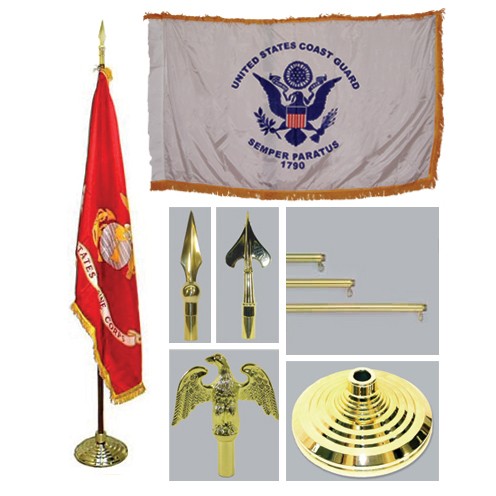 Super Tough Coast Guard 4ft x 6ft Flag, Telescoping Flagpole, Base, and Tassel