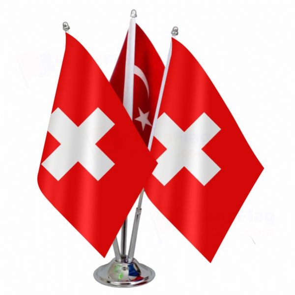 Switzerland Triple Table Flag