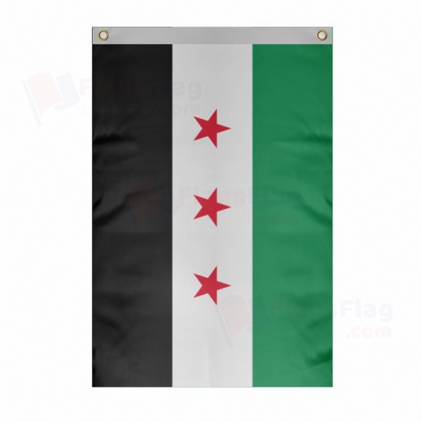 Syria Large Size Flag Hanging on Building