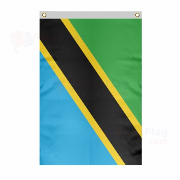 Tanzania Large Size Flag Hanging on Building