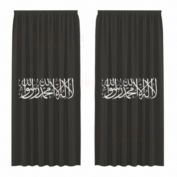 The Black Word i Tawhid Digital Printed Curtains