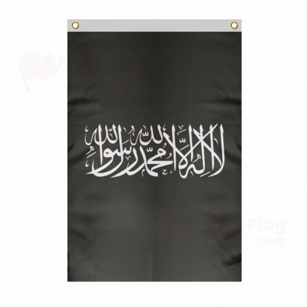 The Black Word i Tawhid Large Size Flag Hanging on Building